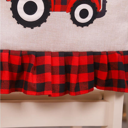 Merry Christmas Tree Car Dinner Chair Seat Cover Holiday Party Xmas Decoration-Red Black.