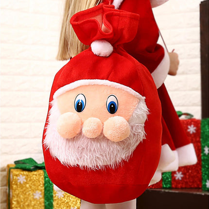 Xmas Candy Bag 3D Santa Velvet-Red.