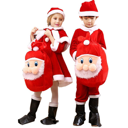 Xmas Candy Bag 3D Santa Velvet-Red.