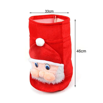 Xmas Candy Bag 3D Santa Velvet-Red.