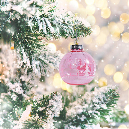 12Pcs Xmas Ball Ornament Round Party-Pink 8cm.