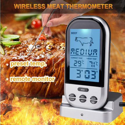 Digital Meat Thermometer - Wireless Remote - Waterproof.
