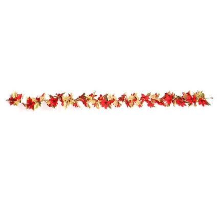1.8m Artificial Christmas Red Flower Cane Vine Rattan Home Garden Xmas Decor-Golden+Red.