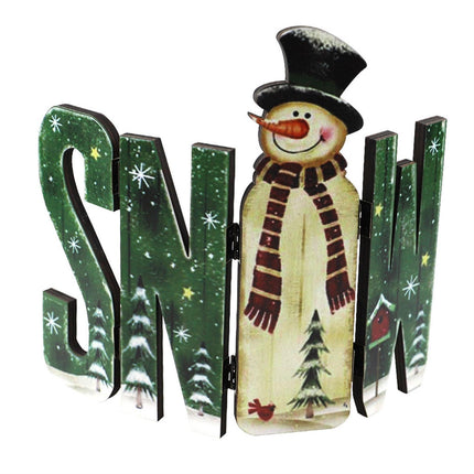 Foldable Eye-catching Christmas Ornament Wood Creative Cute Xmas Ornament for Decoration-Green.