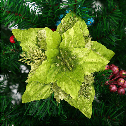 5Pcs Artificial Xmas Flower Leaves-Army Green.