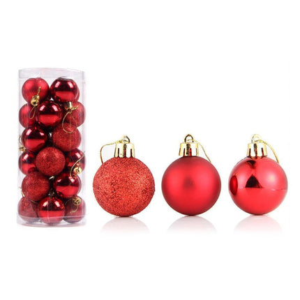 24Pcs Christmas Ball Delicate Reusable High Gloss Xmas Tree Decor Ball Pendant Home Decor-Red 4cm.