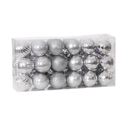 36Pcs Xmas Glitter Ball Decor-Silver.