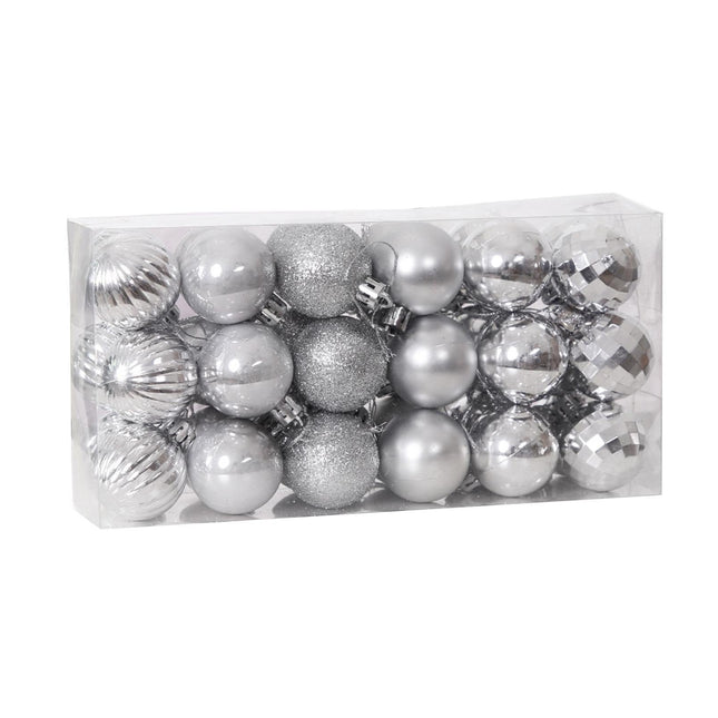 36Pcs Xmas Glitter Ball Decor-Silver.