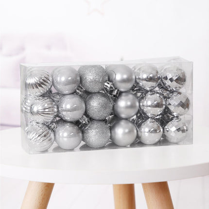 36Pcs Xmas Glitter Ball Decor-Silver.