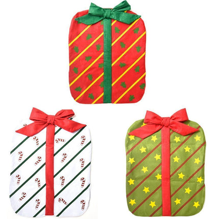 Gift Package Shape Chair Protective Cover Christmas Home Restaurant Decoration-White.