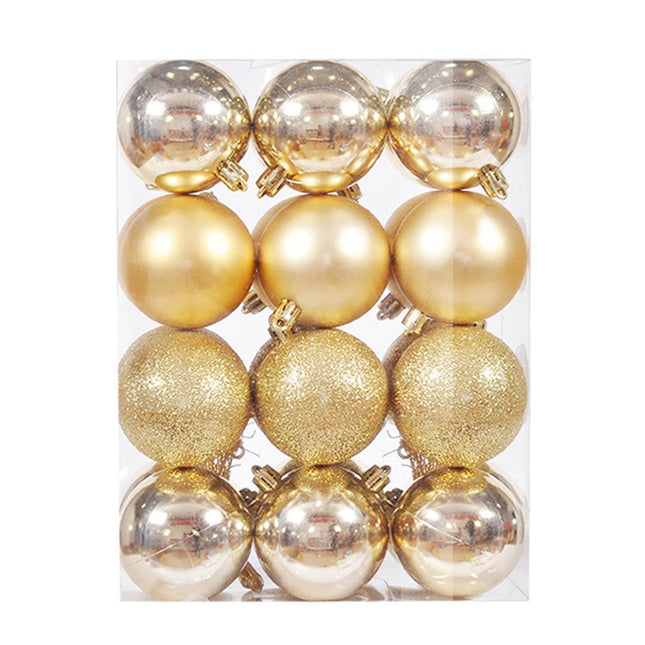 24Pcs Xmas Balls Glitter-Golden 4cm.