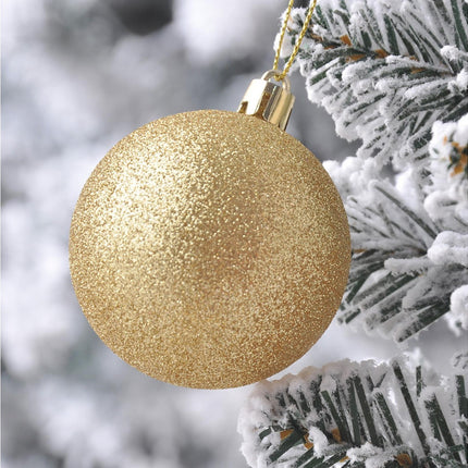 24Pcs Xmas Balls Glitter-Golden 4cm.