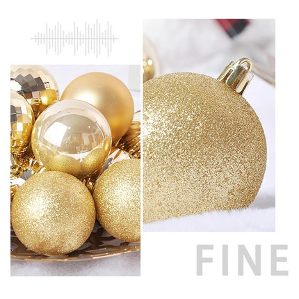 24Pcs Xmas Balls Glitter-Golden 4cm.