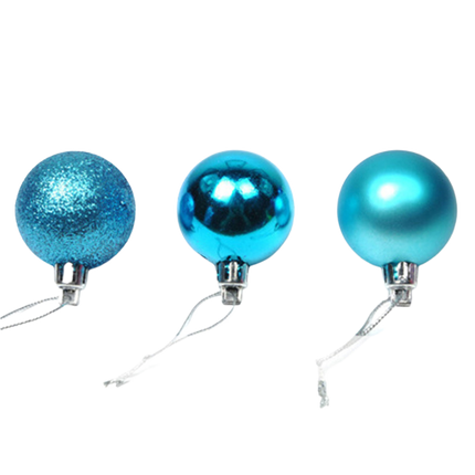 24Pcs Christmas Tree Balls Festival Home Party Mall Xmas Hanging Decor Ornament-Lake Blue 4cm.