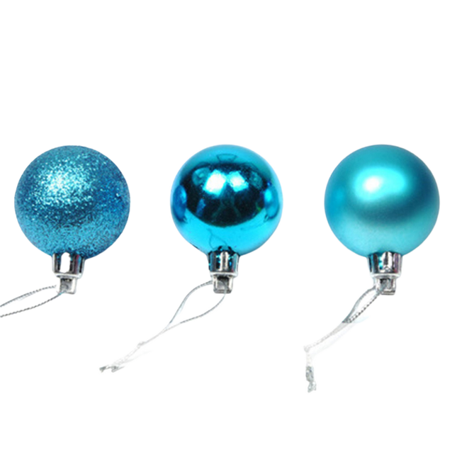 24Pcs Christmas Tree Balls Festival Home Party Mall Xmas Hanging Decor Ornament-Lake Blue 4cm.