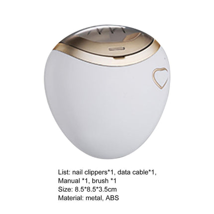 Nail Cutter Labor-saving Low Noise Electric Fingernail Clipper-White.