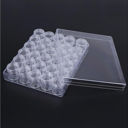 30 Jars Plastic Transparent Nail Art Rhinestone Storage Box Jewelry Organizer.