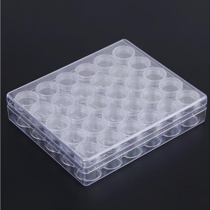 30 Jars Plastic Transparent Nail Art Rhinestone Storage Box Jewelry Organizer.