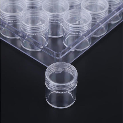 30 Jars Plastic Transparent Nail Art Rhinestone Storage Box Jewelry Organizer.