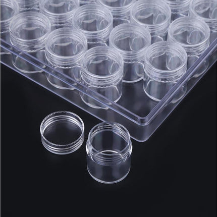 30 Jars Plastic Transparent Nail Art Rhinestone Storage Box Jewelry Organizer.