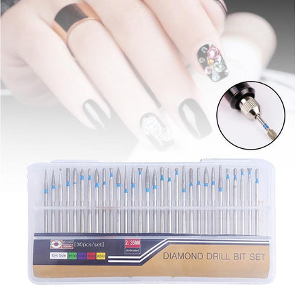 30Pcs Tungsten Steel Nail Drill Bits Manicure Pedicure Gel Polish Removal Tool-A.