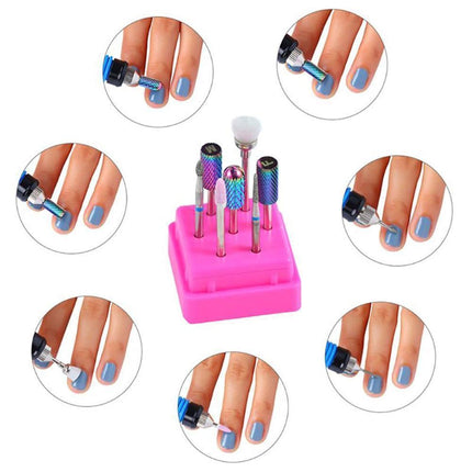 7Pcs Tungsten Steel Ceramics Remove Gel Polish Manicure Pedicure Nail Drill Bits-9#.