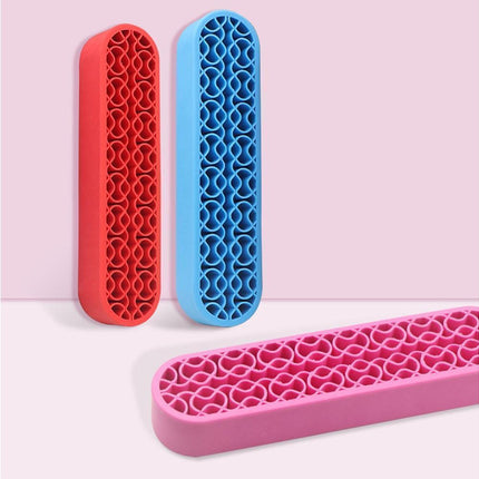 Silicone Nail Pen Holder Makeup Brush Display Stand Storage Case Desk Organizer-Pink.
