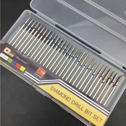 30Pcs Tungsten Steel Nail Drill Bits Manicure Pedicure Gel Polish Removal Tool-C.