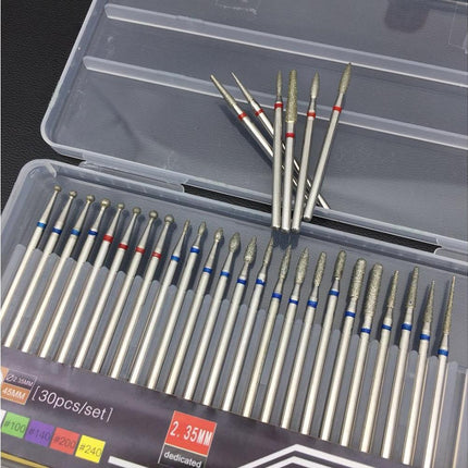 30Pcs Tungsten Steel Nail Drill Bits Manicure Pedicure Gel Polish Removal Tool-C.