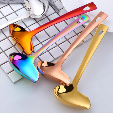 Stainless Steel Duck Mouth Oil Spoon Hanging Hot Pot Soup Ladle Scoop Tableware-Rose Gold.