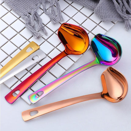 Stainless Steel Duck Mouth Oil Spoon Hanging Hot Pot Soup Ladle Scoop Tableware-Rose Gold.