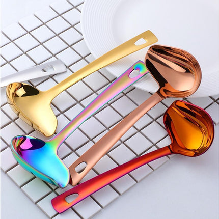 Stainless Steel Duck Mouth Oil Spoon Hanging Hot Pot Soup Ladle Scoop Tableware-Rose Gold.