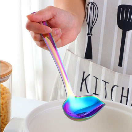 Stainless Steel Duck Mouth Oil Spoon Hanging Hot Pot Soup Ladle Scoop Tableware-Rose Gold.
