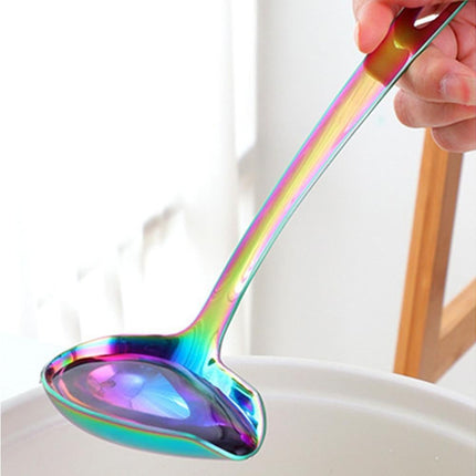 Stainless Steel Duck Mouth Oil Spoon Hanging Hot Pot Soup Ladle Scoop Tableware-Rose Gold.