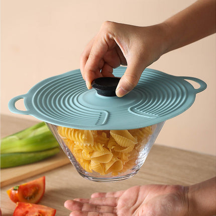 Pot Lid Reusable Heat-resistant Silicone Leak Proof Fresh-keeping Cover for Kitchen-Light Blue XL.