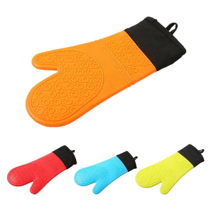 Kitchen Anti-sbabies Heat Resistant Silicone Glove Oven Pot Baking Cooking Mitt-Orange.