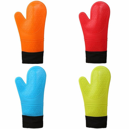 Kitchen Anti-sbabies Heat Resistant Silicone Glove Oven Pot Baking Cooking Mitt-Orange.