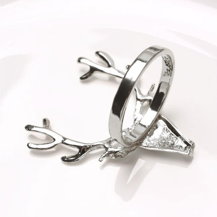 6Pcs Napkin Holder Deer Design Metal Table Decoration - Silver.