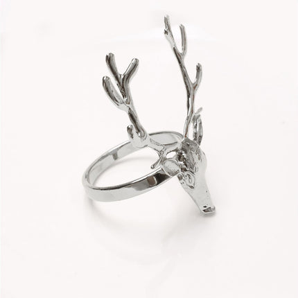 6Pcs Napkin Holder Deer Design Metal Table Decoration - Silver.