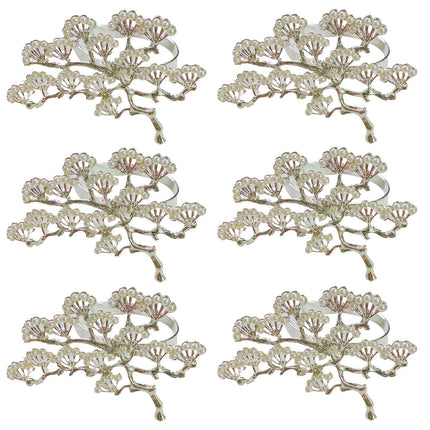6Pcs Pine Tree Artificial Pearl Shape Napkin Ring Party Dinner Table Decoration-Silver.