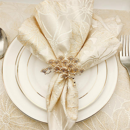 6Pcs Pine Tree Artificial Pearl Shape Napkin Ring Party Dinner Table Decoration-Silver.
