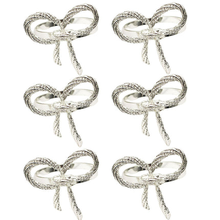 6Pcs Simple Bowknot Napkin Ring Buckle Holder Wedding Banquet Party Table Decor-Golden.