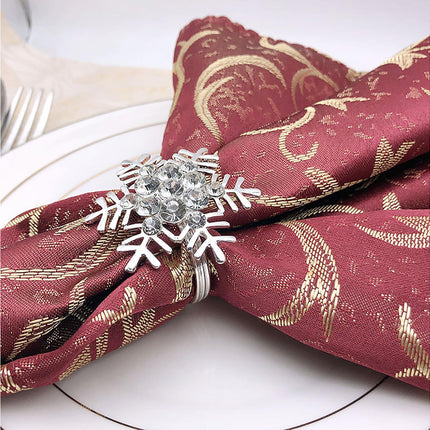 6Pcs Napkin Rings Snowflake Shape Multi-purpose Alloy Snowflake Napkin Rings Set for Gift-Silver.