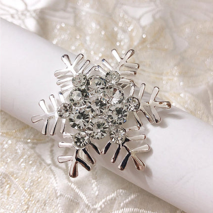 6Pcs Napkin Rings Snowflake Shape Multi-purpose Alloy Snowflake Napkin Rings Set for Gift-Silver.