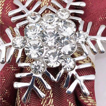 6Pcs Napkin Rings Snowflake Shape Multi-purpose Alloy Snowflake Napkin Rings Set for Gift-Silver.