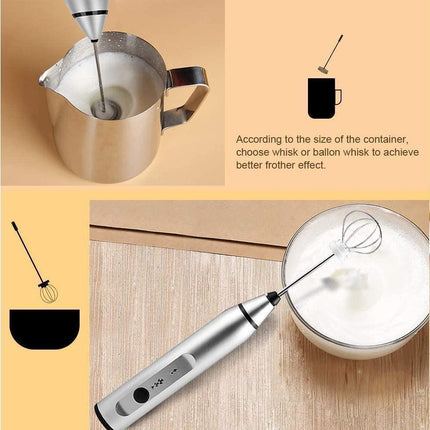 Milk Frother - Handheld Rechargeable - Stainless Whisks.