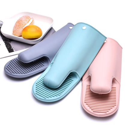 Heat Resistant Silicone Non-slip Oven Grilling BBQ Mitts Cooking Baking Gloves-Pink.