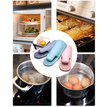 Heat Resistant Silicone Non-slip Oven Grilling BBQ Mitts Cooking Baking Gloves-Green.