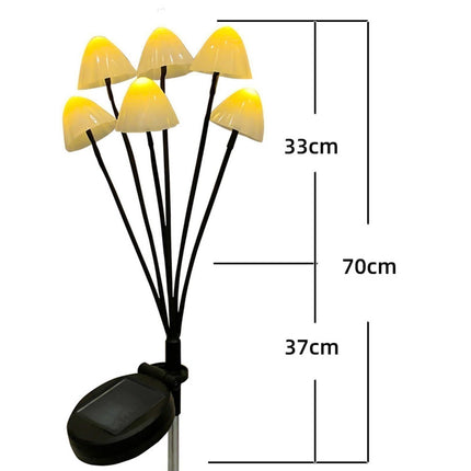 2Pcs Solar Mushroom Light - 6pcs Warm White.