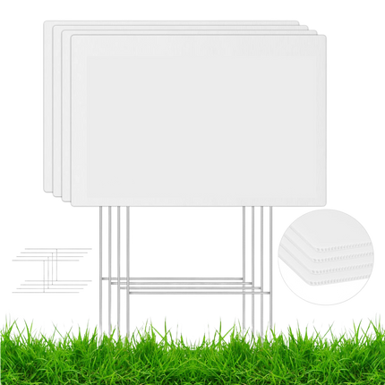 4Pcs Blank Yard Signs with H Stakes - 4pcs.